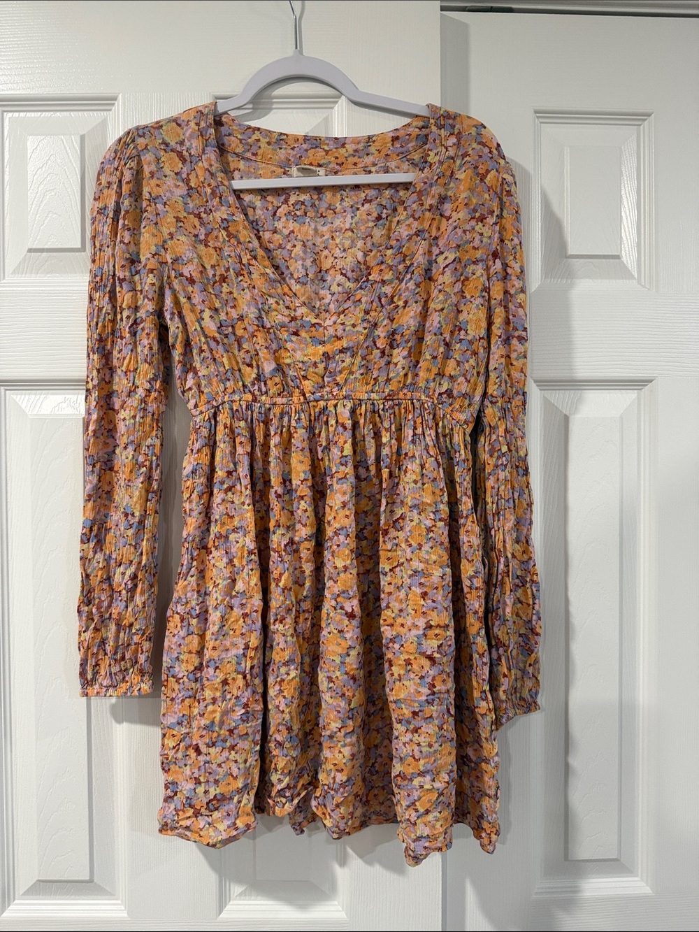 Billabong Mini Floral V-Neck skater Dress in Yellow and Purple
